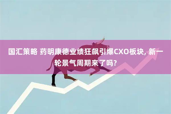 国汇策略 药明康德业绩狂飙引爆CXO板块, 新一轮景气周期来了吗?