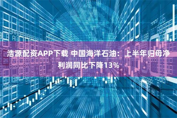 浩源配资APP下载 中国海洋石油：上半年归母净利润同比下降13%